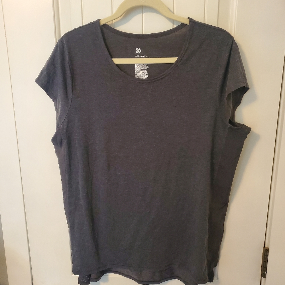 All In Motion, Gray, cap sleeve, athletic t shirt with mesh sides